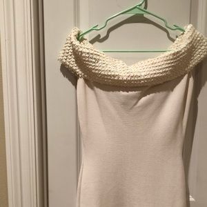 White Off the Shoulder Sequin Dress Size Medium